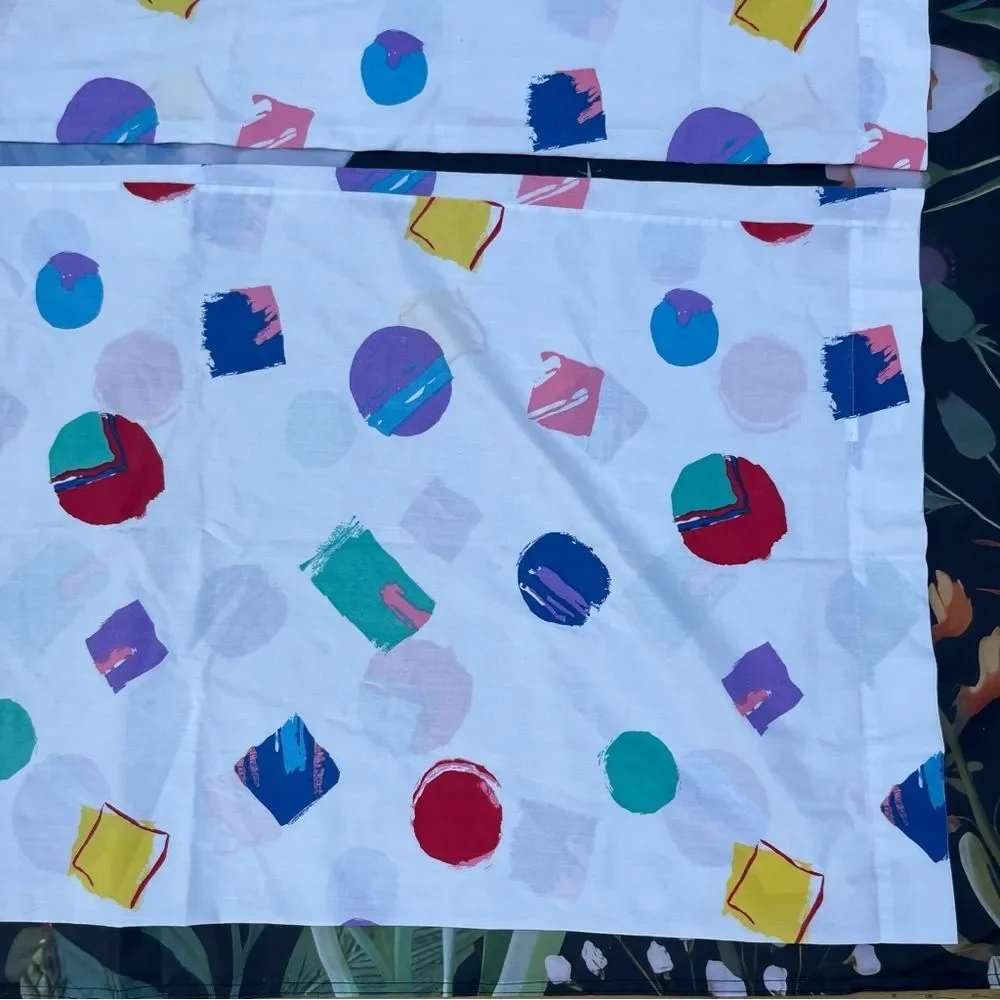 Vintage Colorful Abstract Springs Brand KING Size Pillowcase Set of 2 EUC 90's?